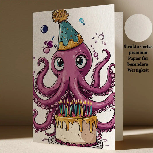 Grußkarte mit Kraken Motiv
