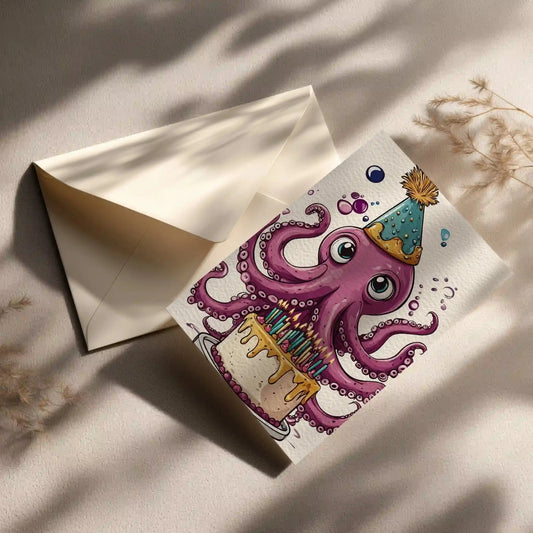Grußkarte mit Kraken Motiv
