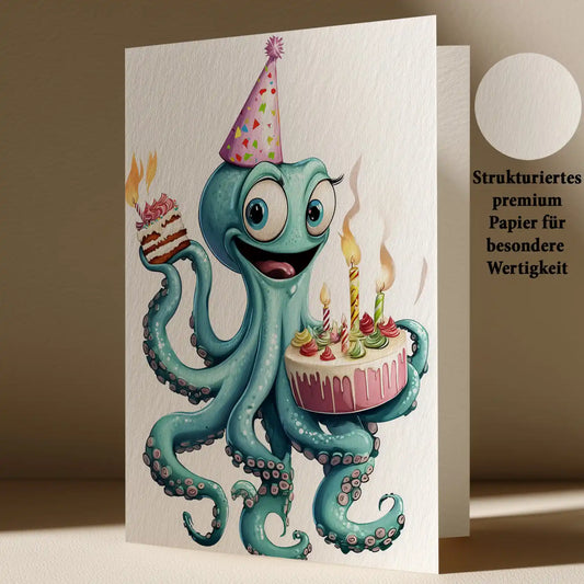 Grußkarte mit Kraken Motiv