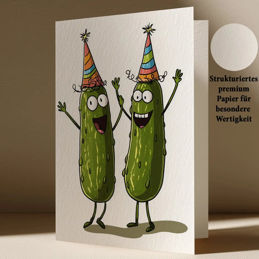 Grußkarte mit Party Gurken