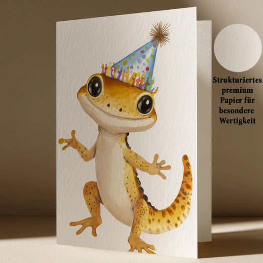 Grußkarte mit Gecko Motiv