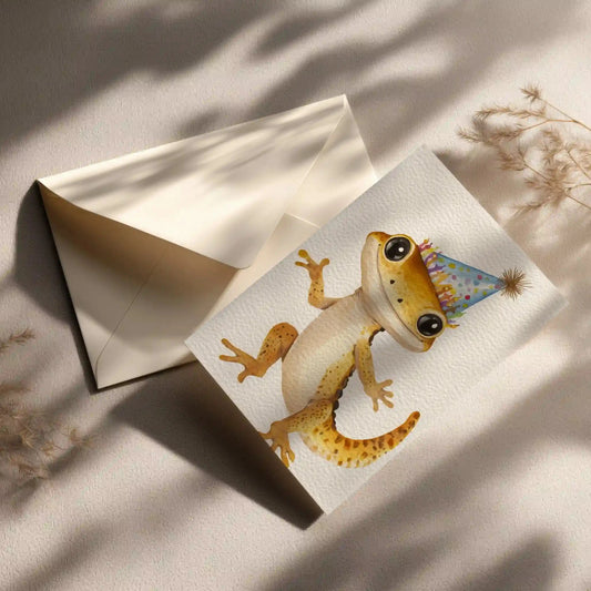 Grußkarte mit Gecko Motiv