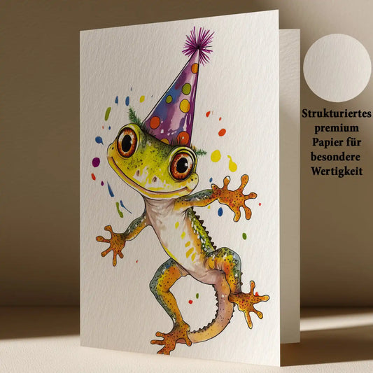 Grußkarte mit Gecko Motiv