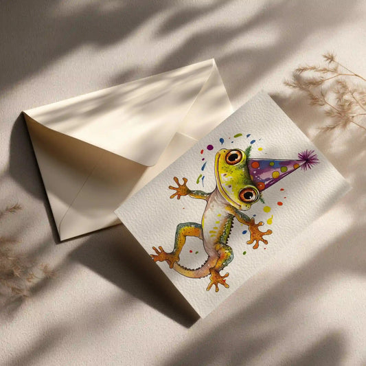 Grußkarte mit Gecko Motiv