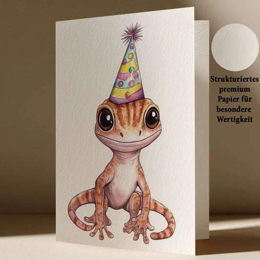Grußkarte mit Gecko Motiv