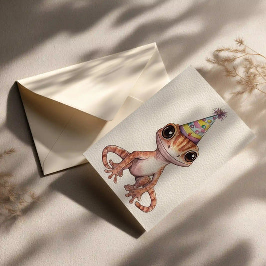 Grußkarte mit Gecko Motiv