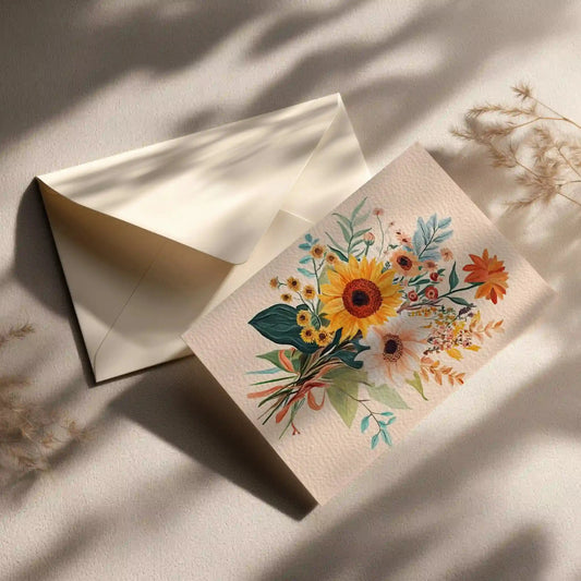 Elegante Blumengrußkarte mit farbintensiven Blütenmotiv