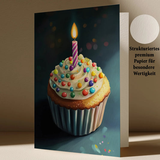 Grußkarte Mit Cupcake Motiv zum Geburtstag