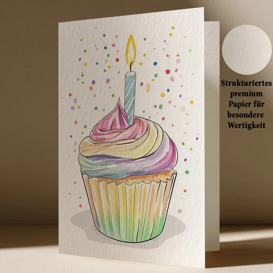 Grußkarte mit Cupcake Motiv Zum Geburtstag