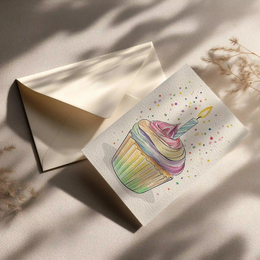 Grußkarte mit Cupcake Motiv Zum Geburtstag