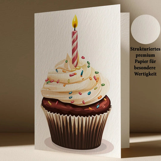 Grußkarte mit Cupcake Motiv Zum Geburtstag