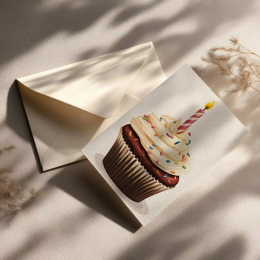Grußkarte mit Cupcake Motiv Zum Geburtstag