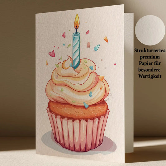 Grußkarte mit Cupcake Motiv Zum Geburtstag