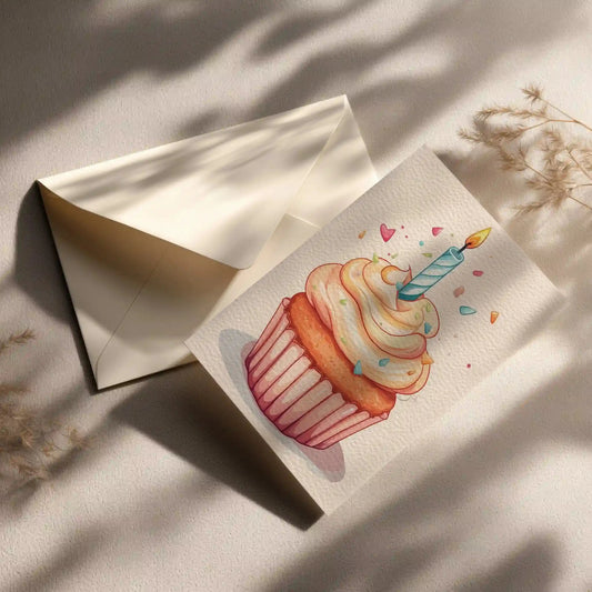 Grußkarte mit Cupcake Motiv Zum Geburtstag