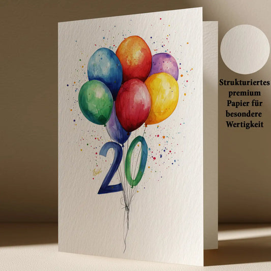 Grußkarte zum 20. Geburtstag