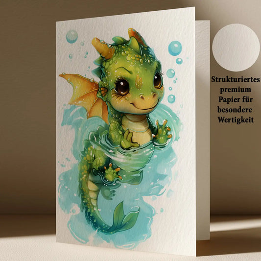 Grußkarte mit Drachen Motiv