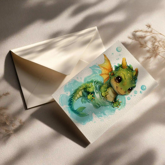 Grußkarte mit Drachen Motiv