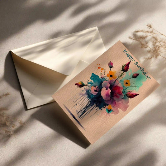 Grußkarte mit Blumen Motiv