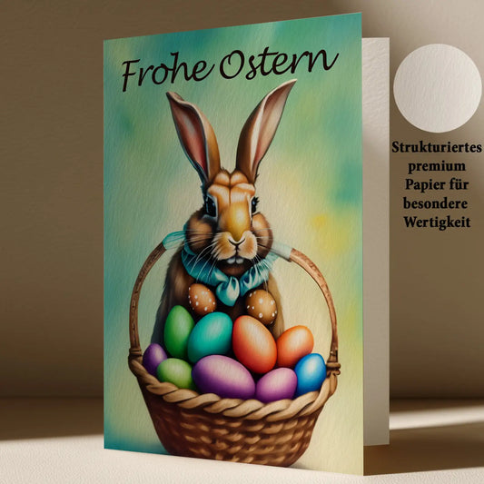 Grußkarte mit Osterhasen Motiv