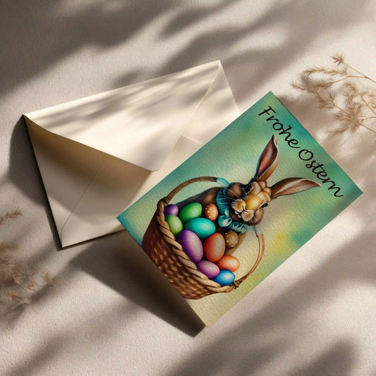 Grußkarte mit Osterhasen Motiv