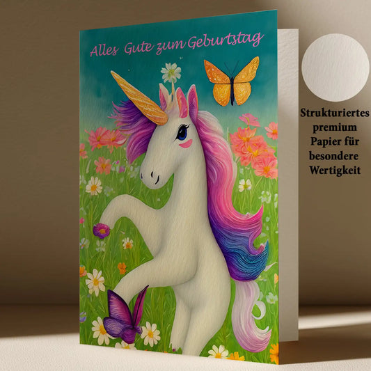 Grußkarte mit Einhorn Motiv