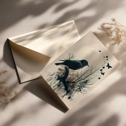 Grußkarte mit Vogel Motiv