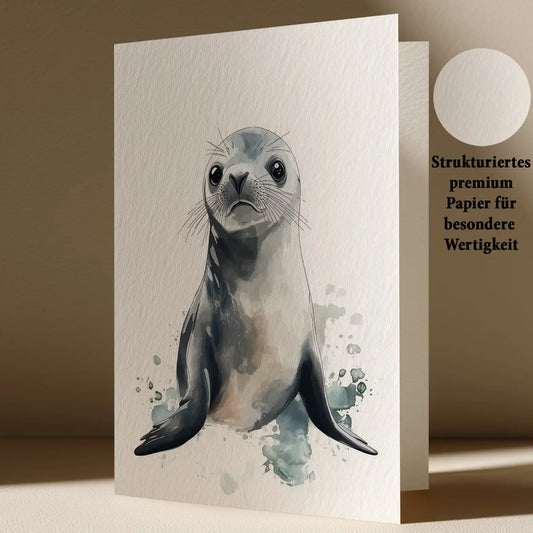 Grußkarte mit Seerobbe