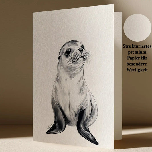 Grußkarte mit Seerobbe