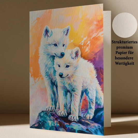 Grußkarte Wolf Motiv