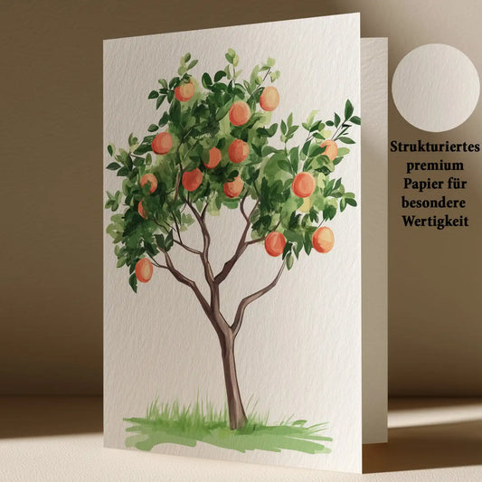 Grußkarte Mit Apfelbaum Motiv Handgemacht Und Elegant