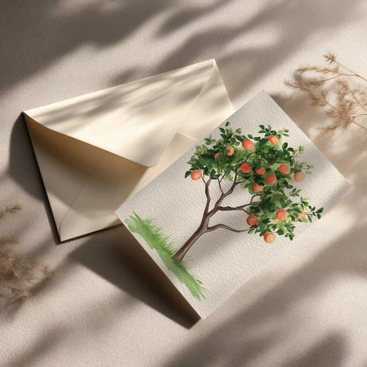 Grußkarte Mit Apfelbaum Motiv Handgemacht Und Elegant