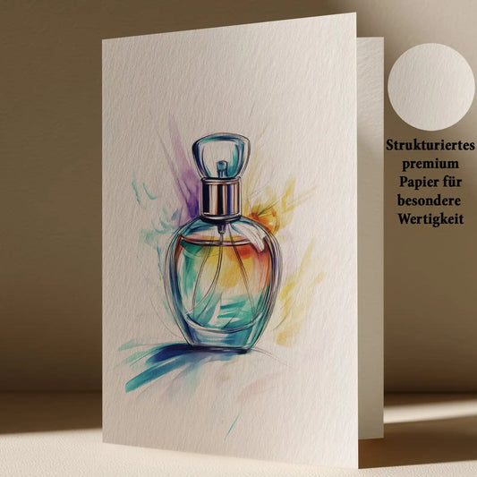 Grußkarte mit Parfüm Motiv