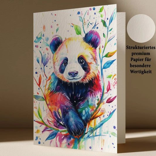 Grußkarte mit Panda Motiv