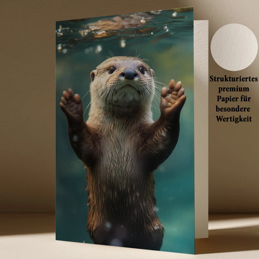 Grußkarte mit Otter Rockstar Motiv