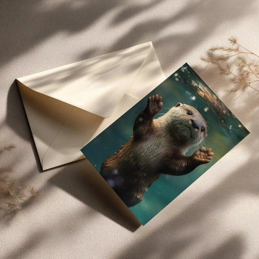 Grußkarte mit Otter Rockstar Motiv
