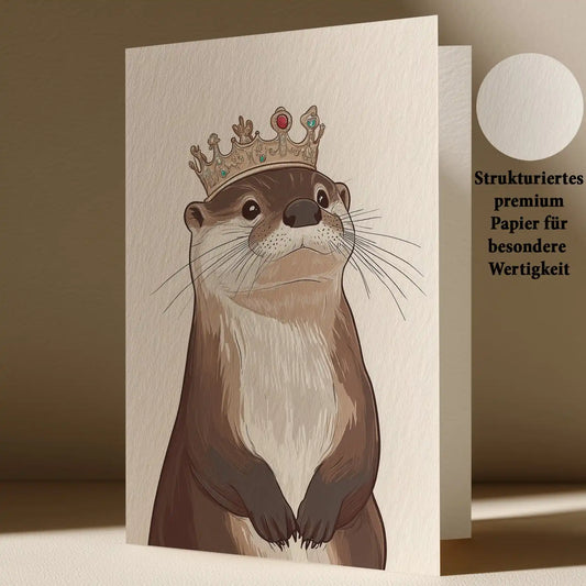 Grußkarte mit Otter König