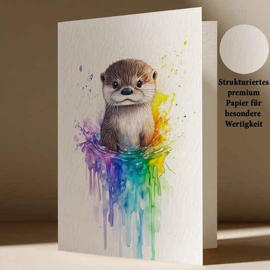 Grußkarte mit Otter Motiv