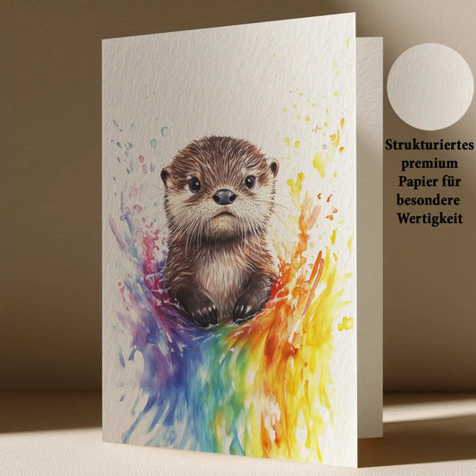 Grußkarte mit Otter Motiv