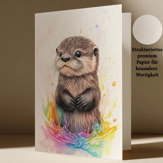 Grußkarte mit Otter Motiv