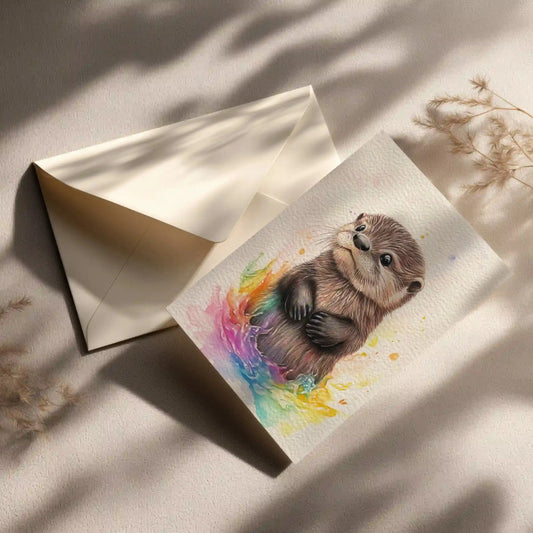 Grußkarte mit Otter Motiv