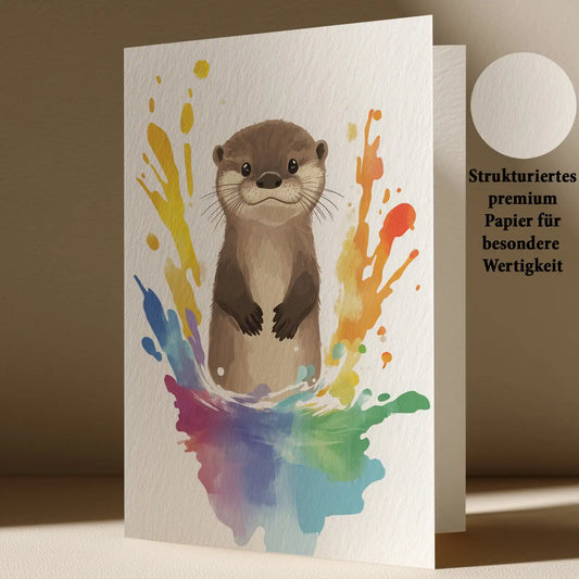 Grußkarte mit Otter Motiv