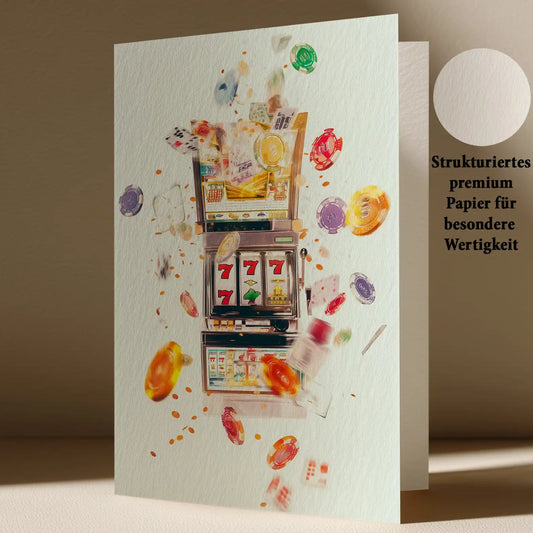 Grußkarte mit Glücksspiel Motiv