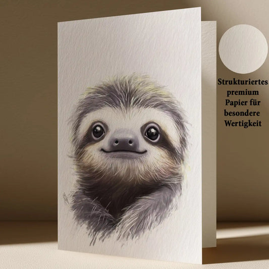 Grußkarte mit Faultier Motiv