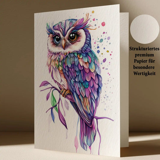 Grußkarte mit Eulen Motiv