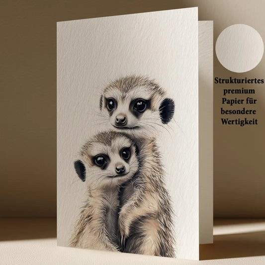 Grußkarte mit Erdmänchen Motiv