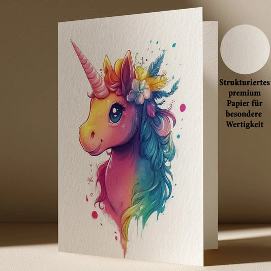 Grußkarte mit Einhorn Motiv