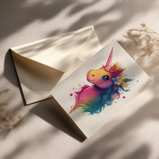 Grußkarte mit Einhorn Motiv