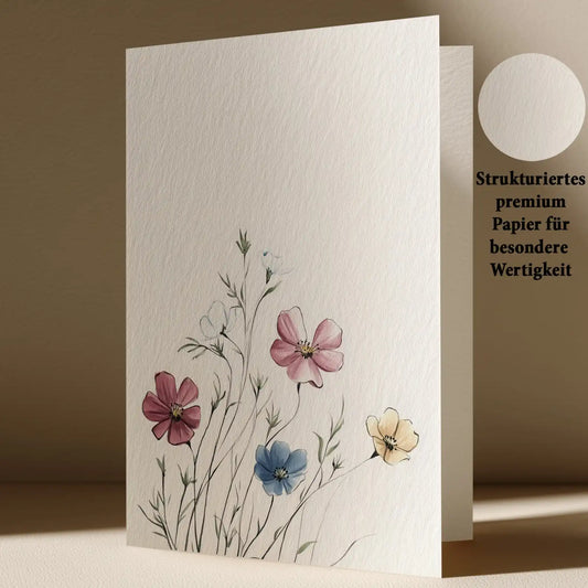 Elegante Grußkarte mit Blumen Motiv