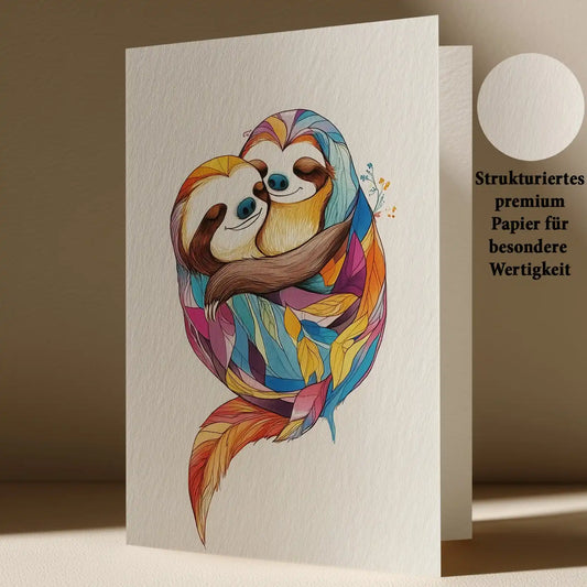 Grußkarte mit Faultier Motiv
