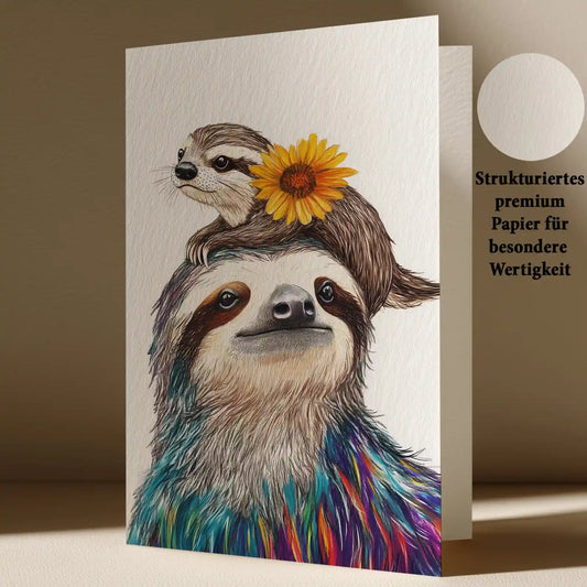 Grußkarte mit Faultier Motiv